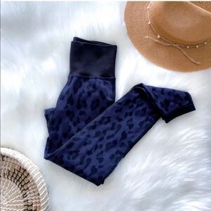 925 Fit Wild Thing Seamless Legging Leopard Blue Black Animal Print High Waist S
